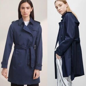Aritzia Babaton Navy Blue Elegant Trench Coat